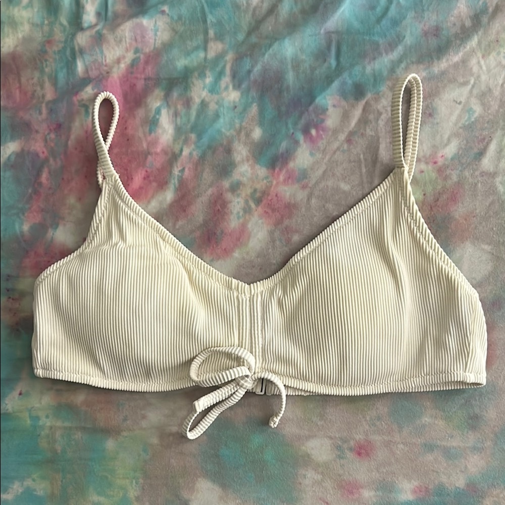 Aerie White Ribbed Scoop Bikini